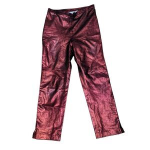 Vintage Newport News red shimmery metallic leather pants trousers holiday 12